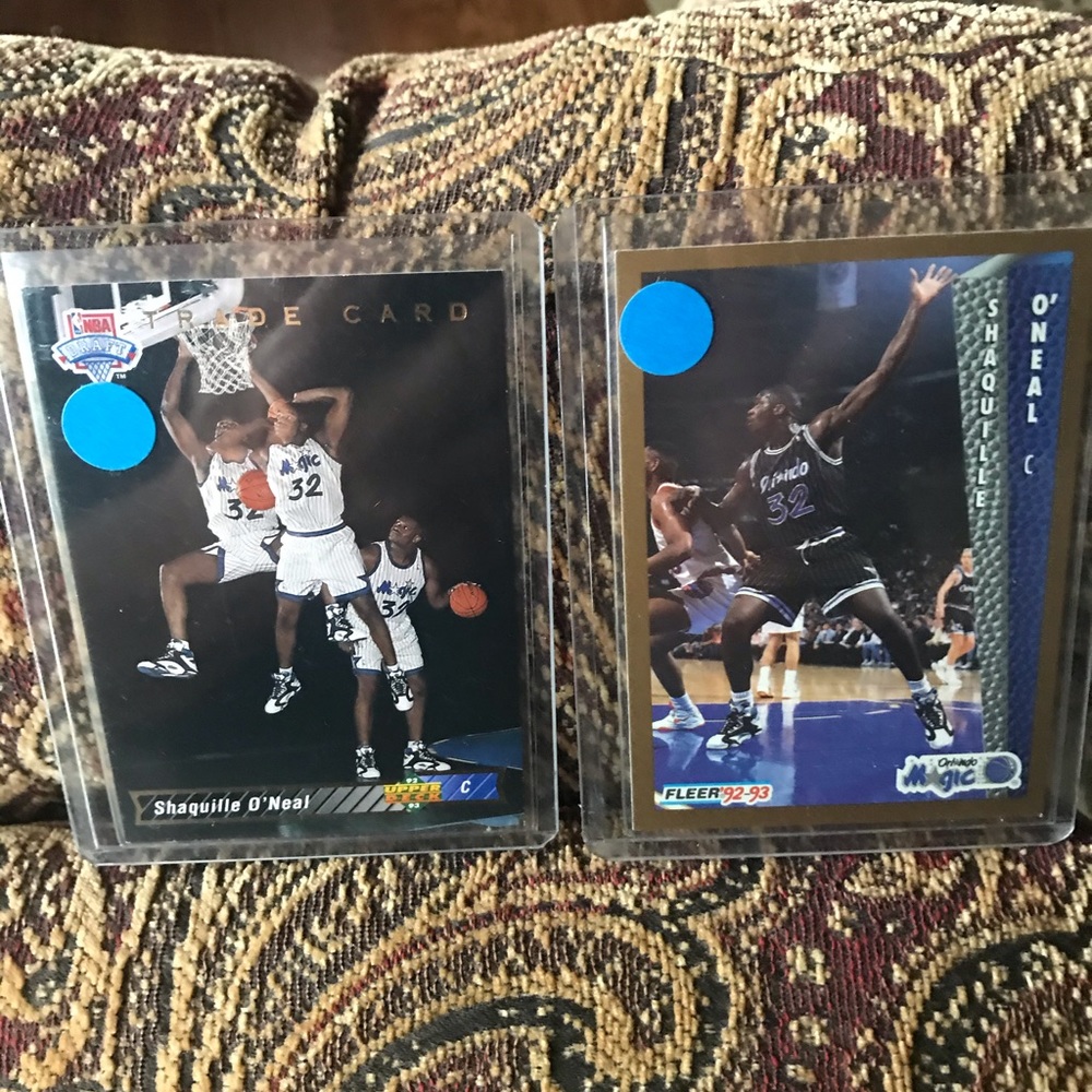 2 Shaquille O’Neal Rookie Basketball Cards.